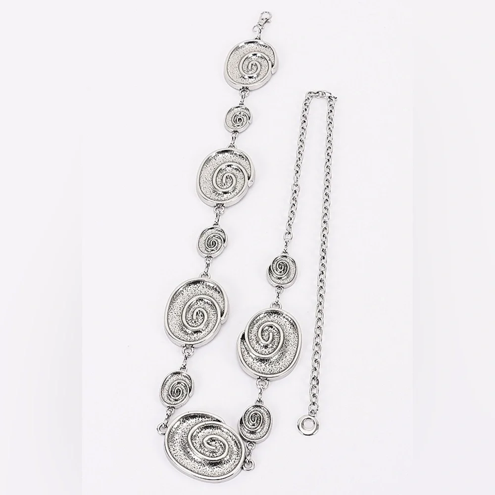 Gold or Silver Spiral Shell Charm Metal Chain Statement Belt
